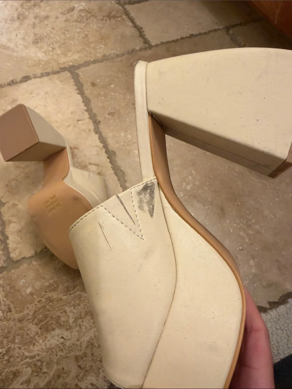 Princess Polly Cream Platform Slide Heels